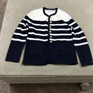 Tommy Hilfiger Oversized Gold-Button Stripe Cardigan